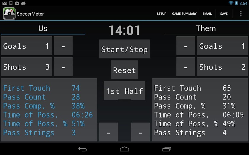 SoccerMeter Screen 1