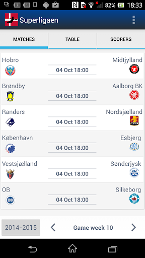 SUPERLIGAEN Dansk fodbold liga