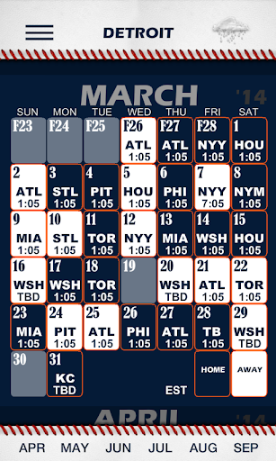 Baseball Pocket Sked - Tigers