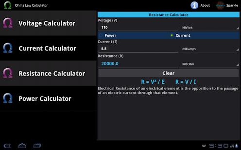 Ohms Law Calculator Tablet Screenshots 5