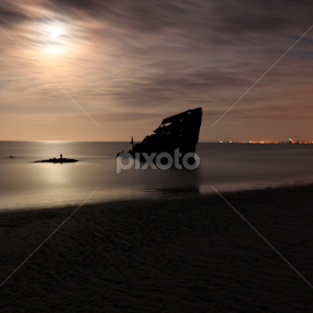 wreckshit under the moon rules by Jozef Svintek - Landscapes Waterscapes