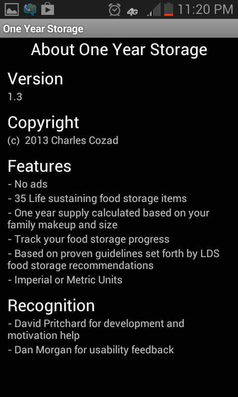 One Year Storage Screen 3