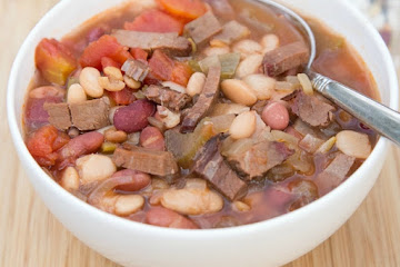 Slow Cooker Smoky Brisket & Cajun 15 Bean Soup