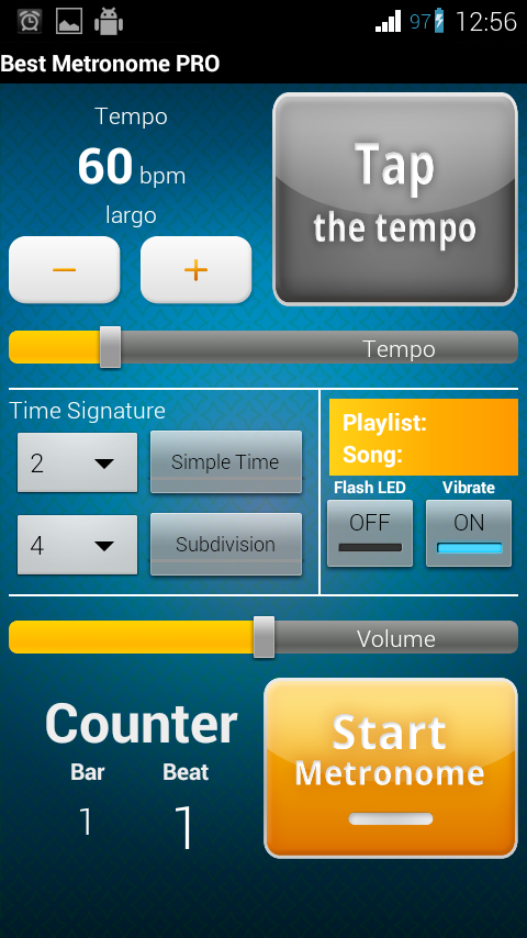 Android application Metronome PRO screenshort