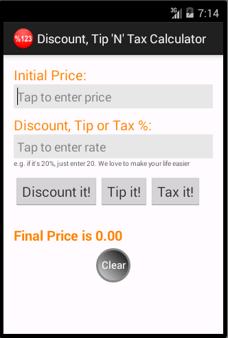 Discount Tip Tax Calculator