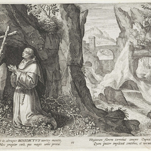 Heilige Benedictus van Nursia als kluizenaar, Raphaël