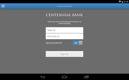 Centennial Bank Tablet