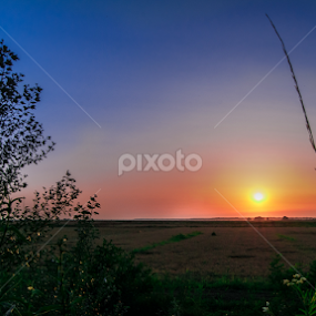 Sunset over the fields of Danube by Petrea Ionut - Landscapes Sunsets & Sunrises