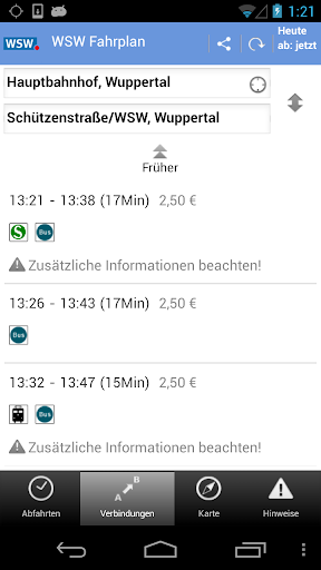 WSW Fahrplan