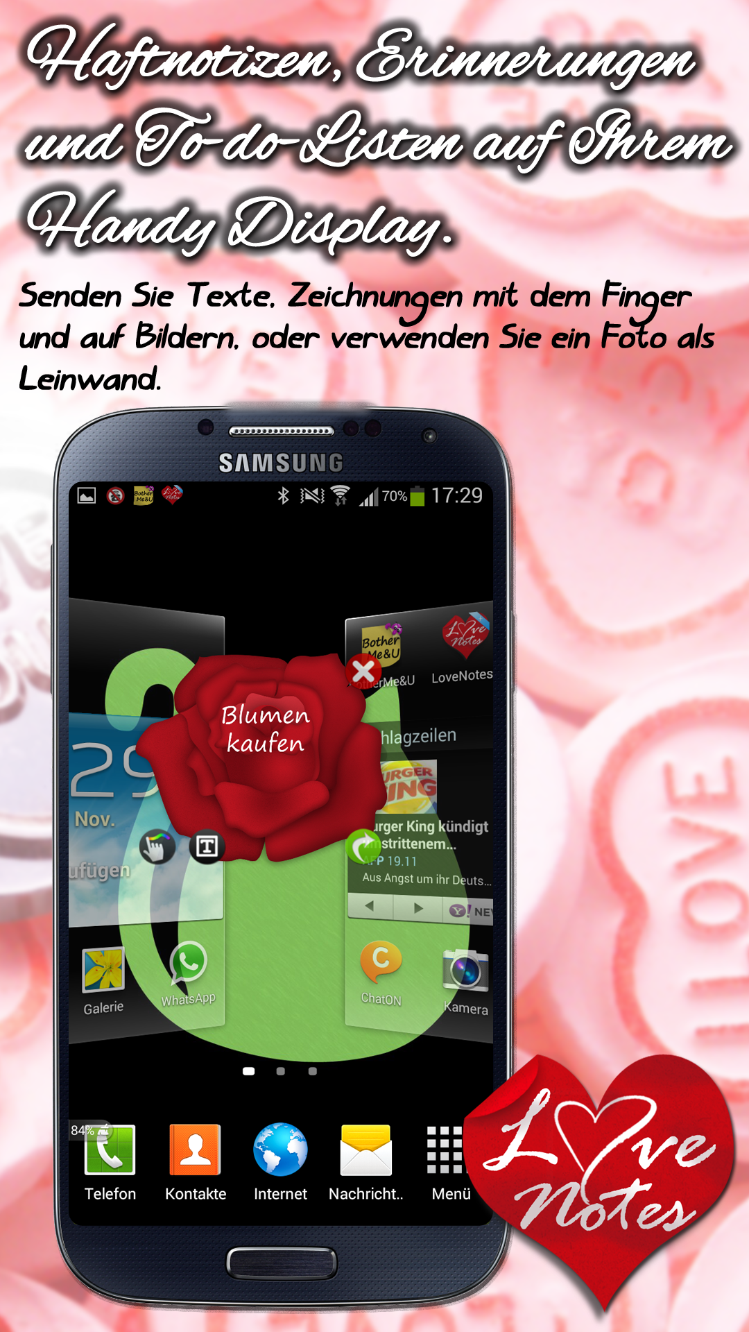 Android application E-cards &amp; LoveNotes Messenger+ screenshort