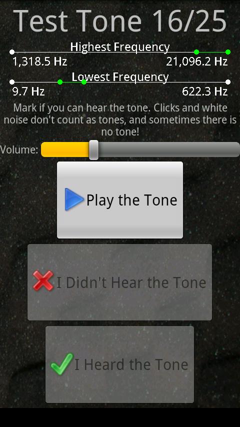 Android application Test Your Hearing screenshort