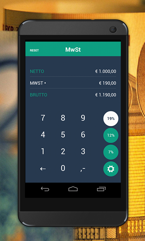Android application MwSt-Rechner: MwSt berechnen screenshort