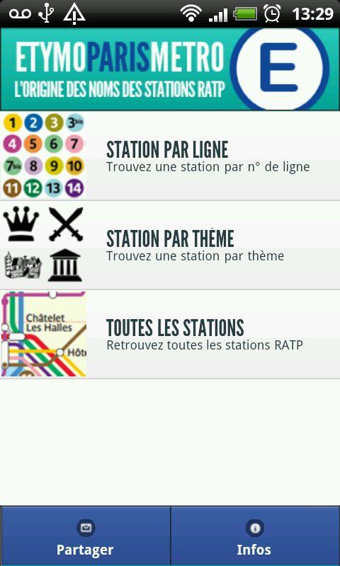 Android application Paris Metro Etymology screenshort