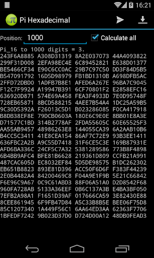 Pi hexadecimal calculator