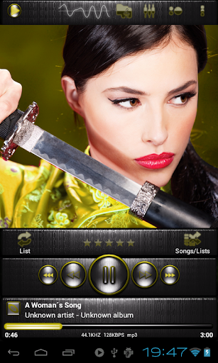 Poweramp skin 一 钢黄色