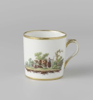 Kop, beschilderd met een landschap met vee