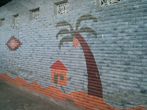 Hut N Coconut Tree Mural