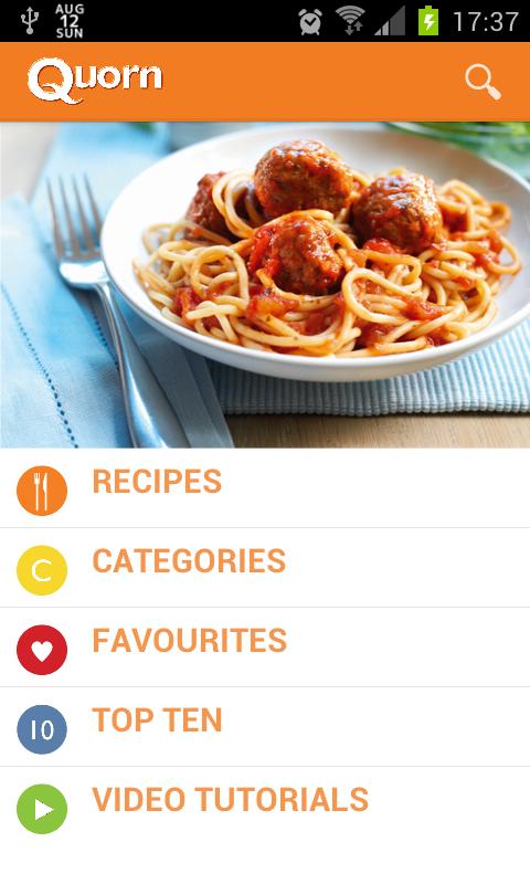 Android application Quorn Vegetarian Recipes screenshort