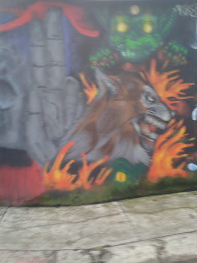 Mural Del Lobo En Llamas 