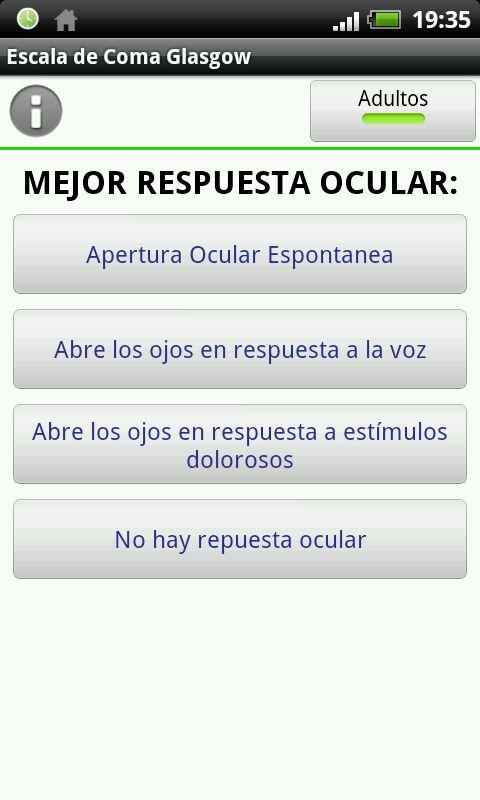 Android application Glasgow Coma Scale PRO screenshort