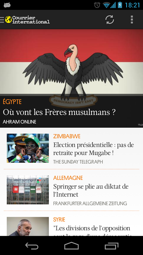 Android application Courrier international screenshort