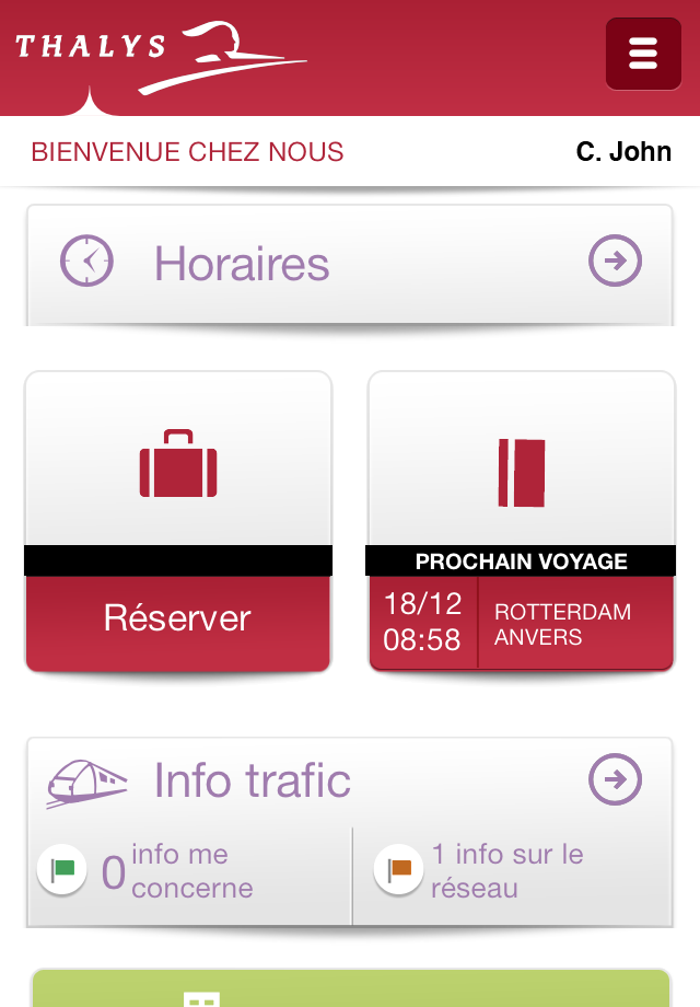 Android application Thalys - International trains screenshort