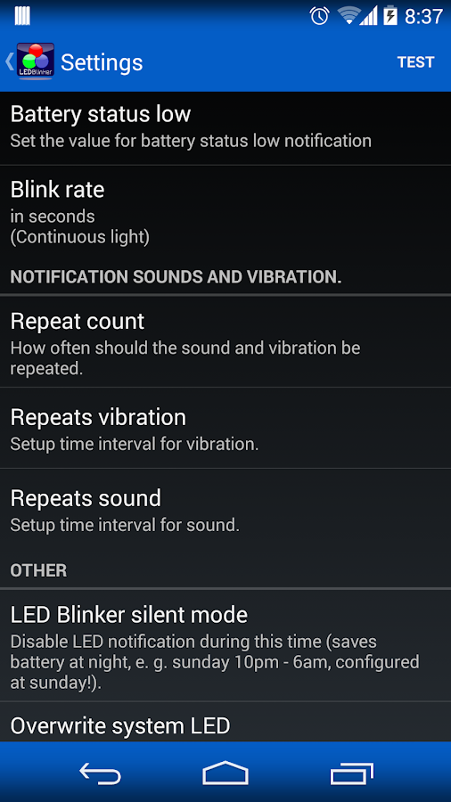    LED Blinker Notifications- screenshot  