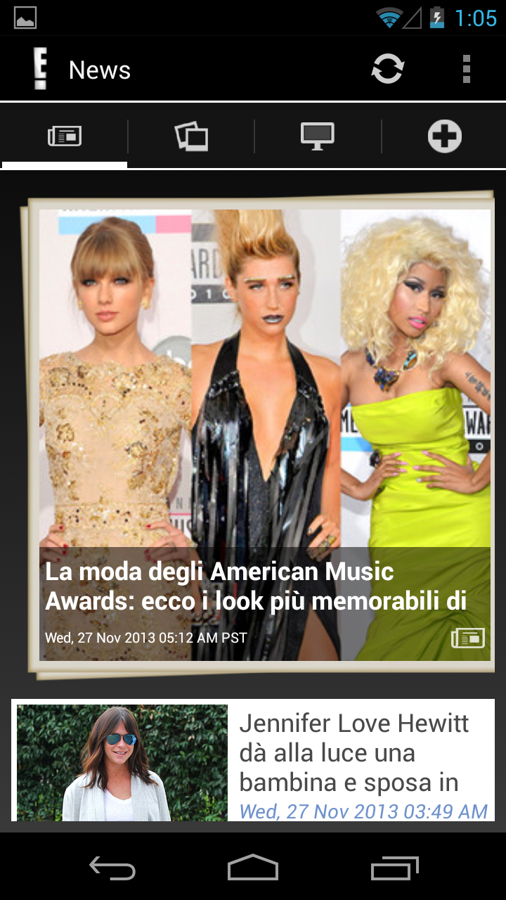 Android application E! Online International screenshort