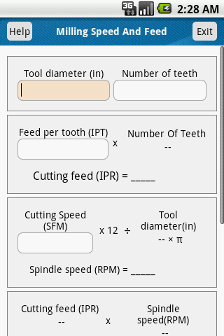 Milling Speed Feed Calculator