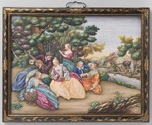 RIJKS: anonymous: Two plaques depicting European fêtes champêtres 1775