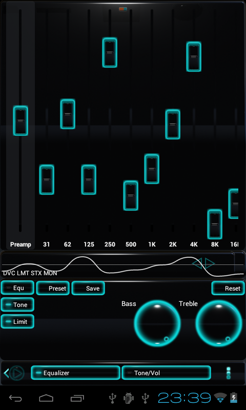 poweramp skin glow lightblue Screen 3