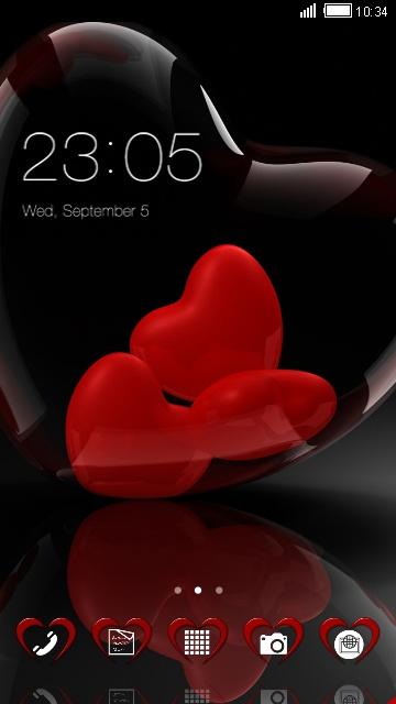 Android application Romantic Red Heart Theme screenshort