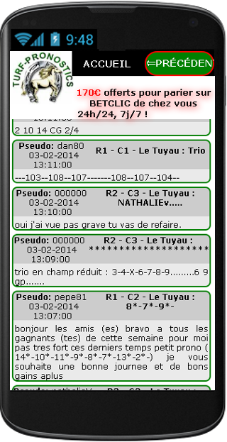Turf-pronostics - resultat pmu Screen 2