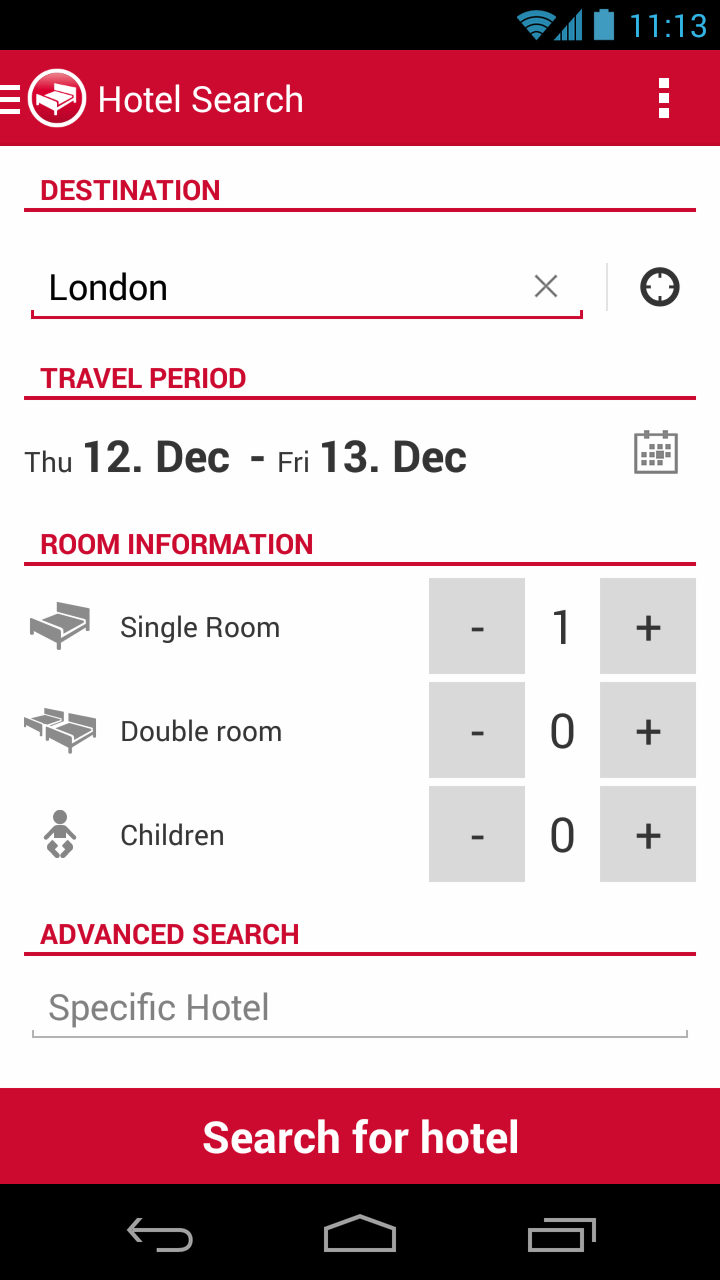 HRS App Screen 1