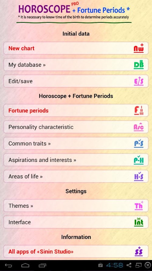 Android application Astrology, Fortune Pro screenshort