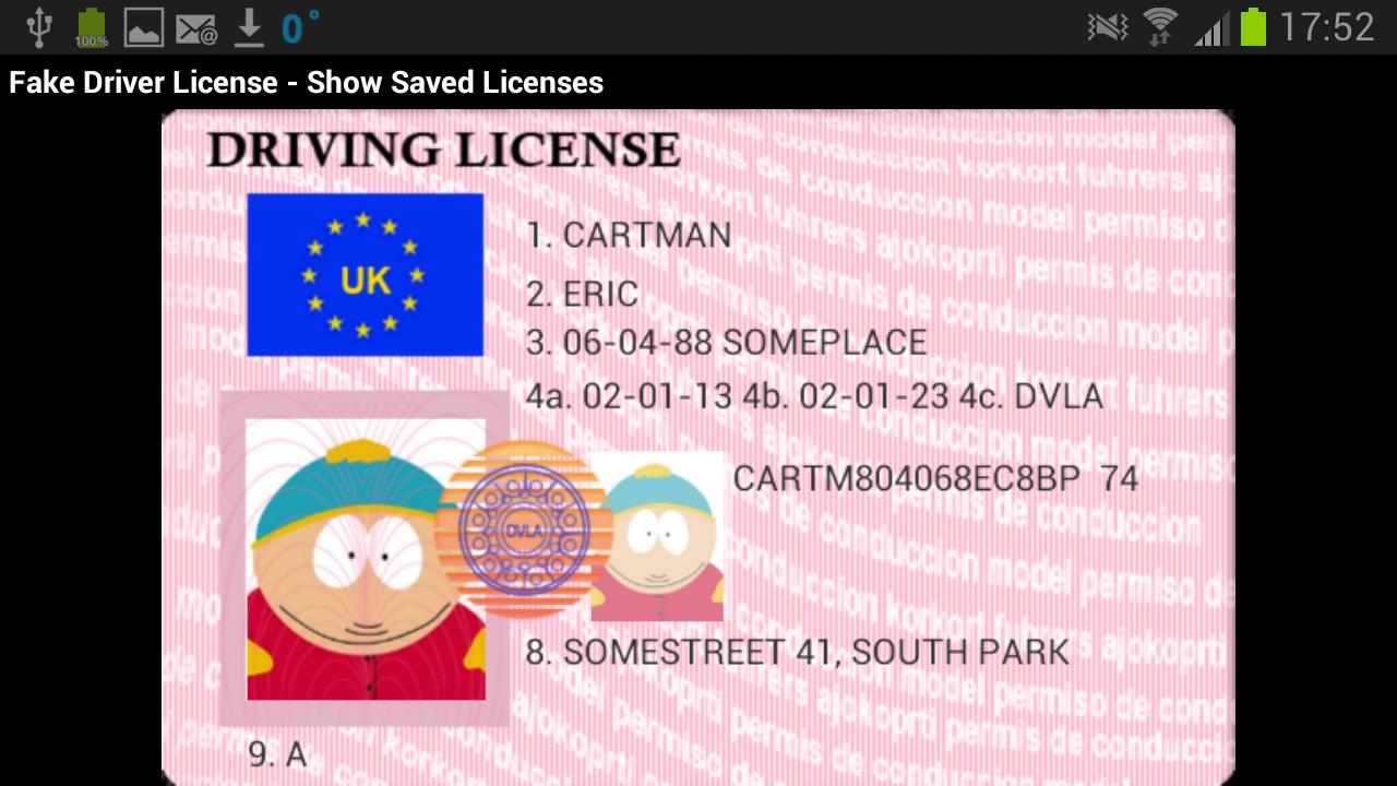 Funny Fake Drivers License Template