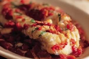 Braised Monkfish with Bacon and Tomatoes