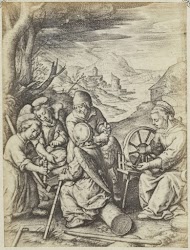 Fotoreproductie van de gravure Les tronçons