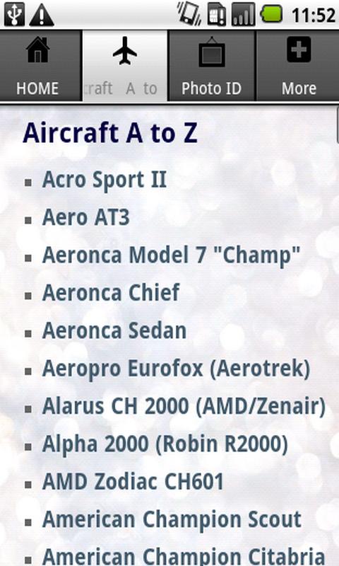 Aircraft Guide civil aircraft Screen 2