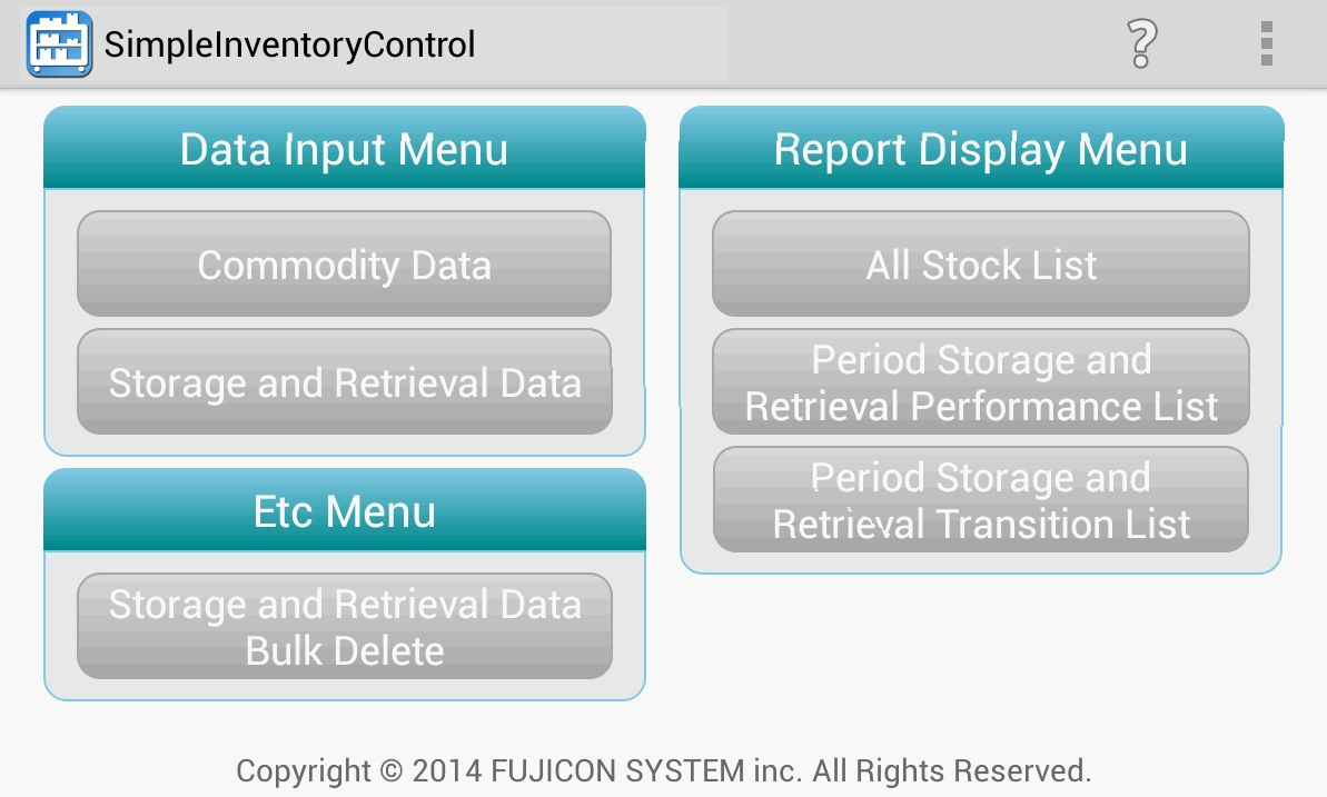 Android application SimpleInventoryControl screenshort