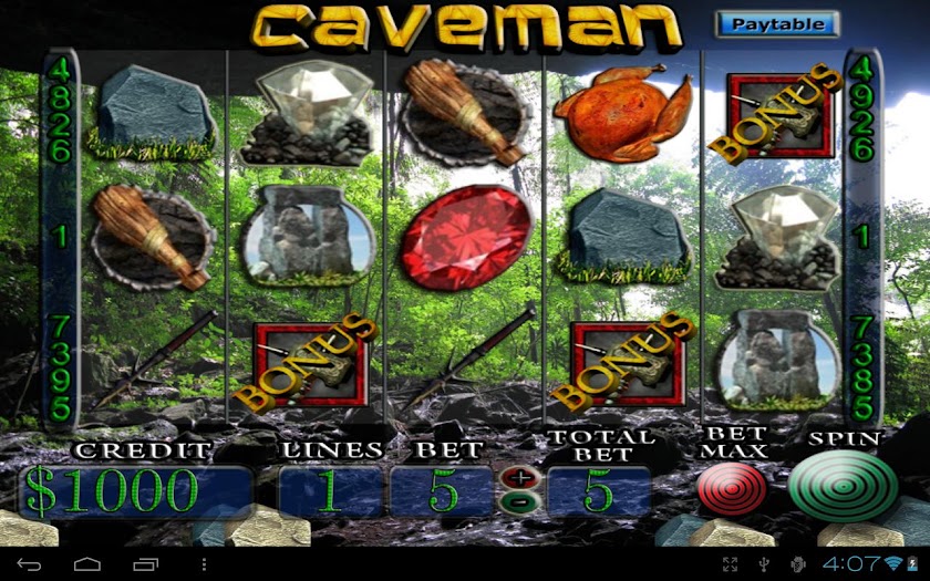 CAVEMAN Vegas Slot Machine Screen 1