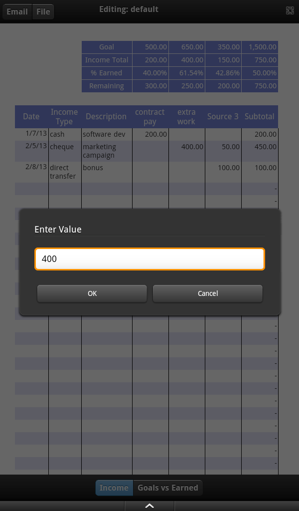Income Tracker Screen 3