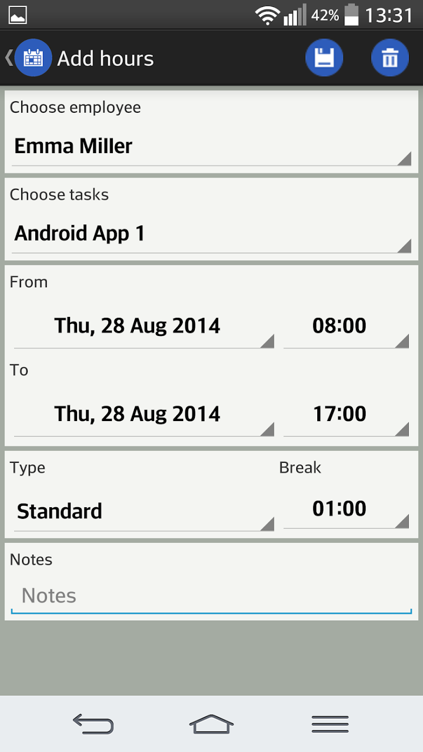 Working Hours Screen 3
