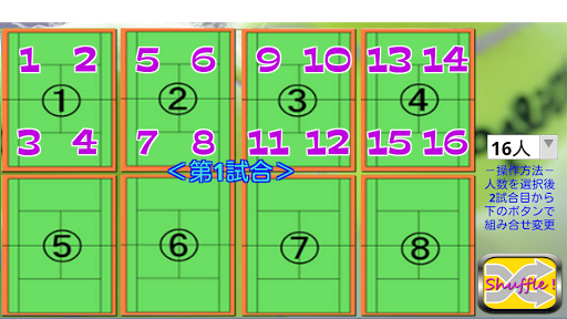 吉田組テニスダブルス対戦組み合わせ乱数表２ｎｄパッケージ