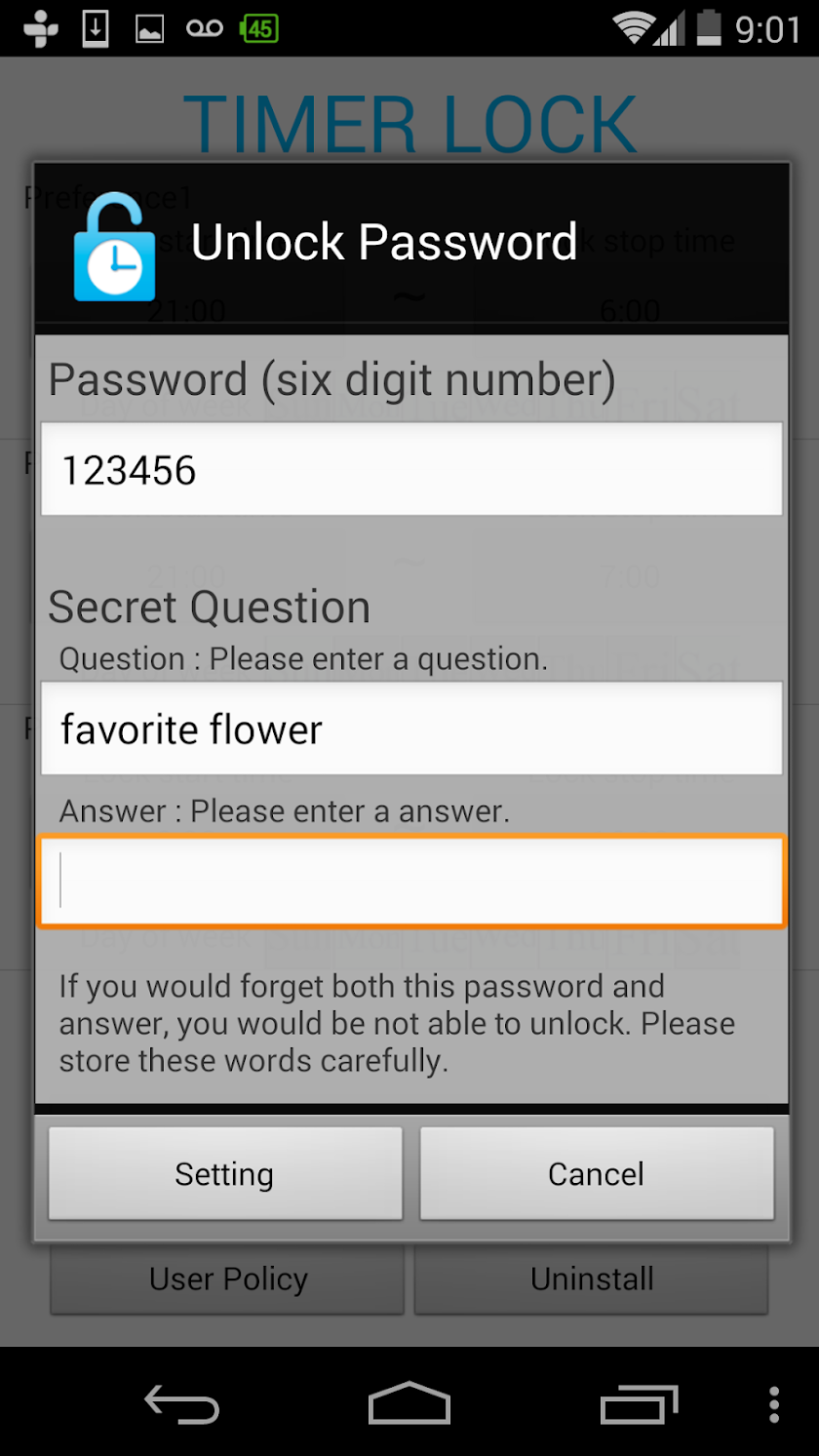 Smartphone addictionTimerlock2 Screen 2