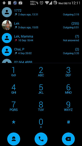 Dialer theme Flat Black Blue