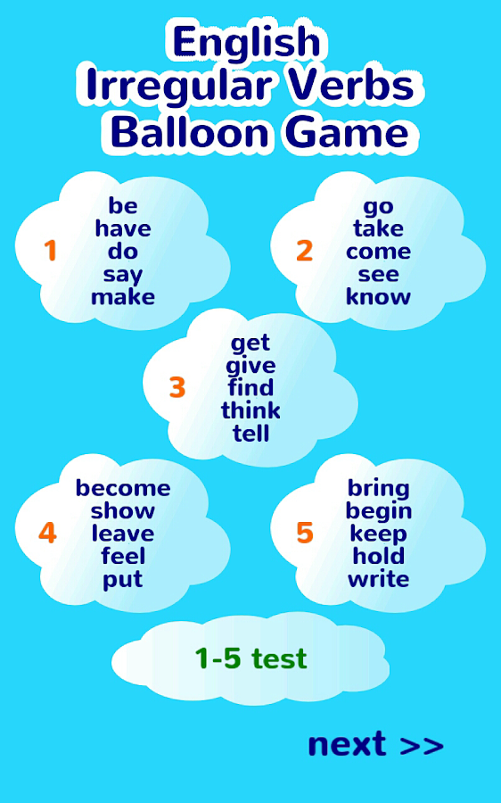   English Irregular Verbs Game: captura de pantalla 