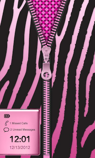 【免費個人化App】★Pink Zebra Zipper Lock Screen-APP點子