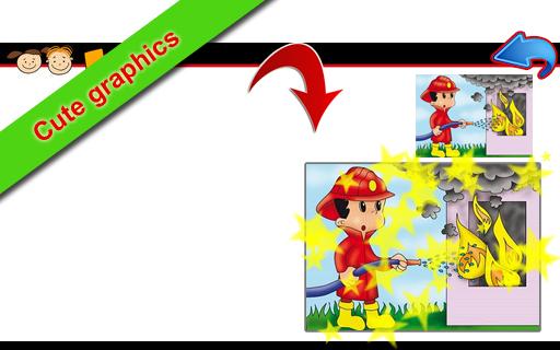 Firemen puzzles for kids