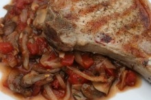 Grilled Pork Chops with Chunky Mushroom-Tomato Sauce